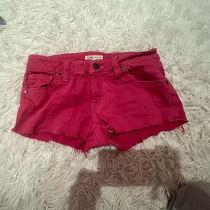 Pink Jean Shorts (self cut)